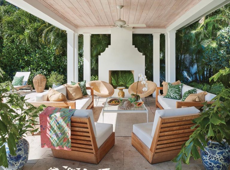 A Welcoming Outdoor Living Room Featured in Southern Home by Ellen Kavanagh