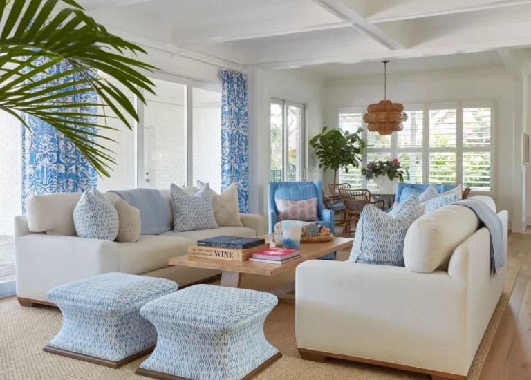 Florida Coastal Family Room Featured in Southern Home Magazine by Pineapples Design