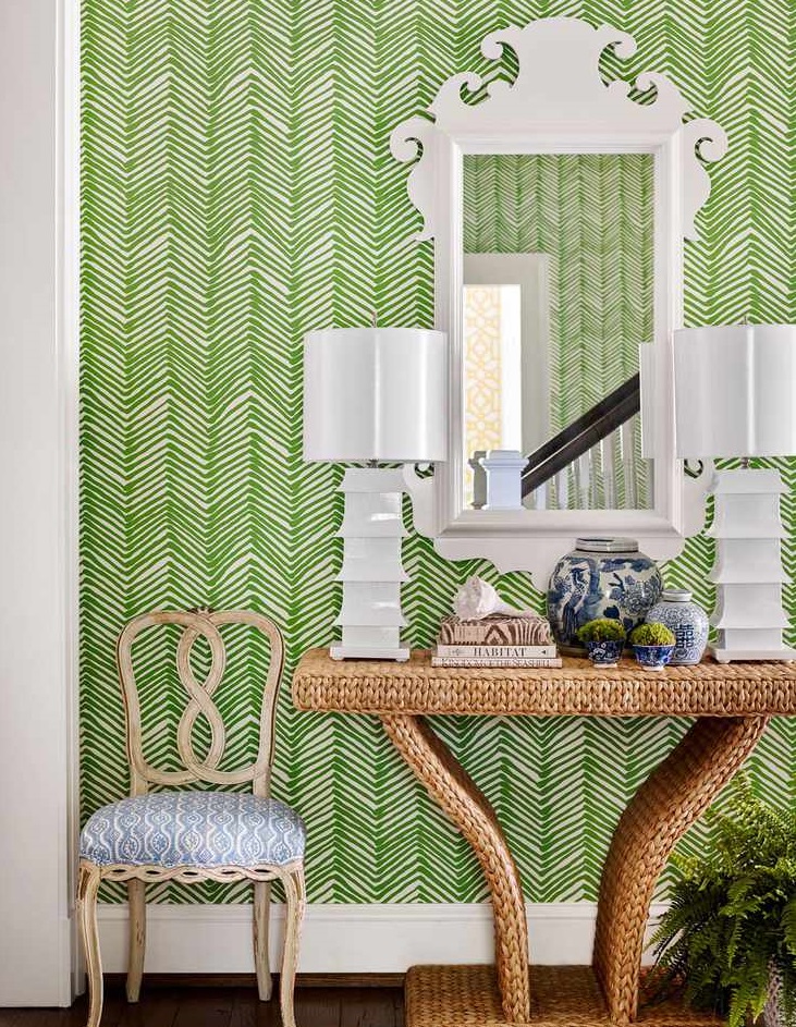 Verdant Nashville Hallway by Sarah Bartholomew Featured in Traditional Home