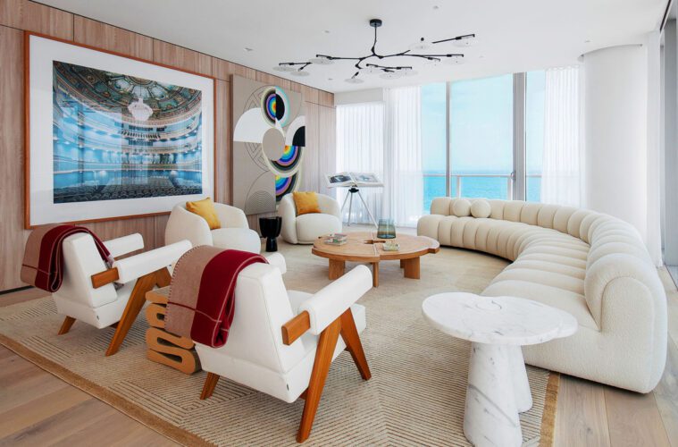 Seaside Living Room by Monica Slodarz Featured in Ocean Home Magazine