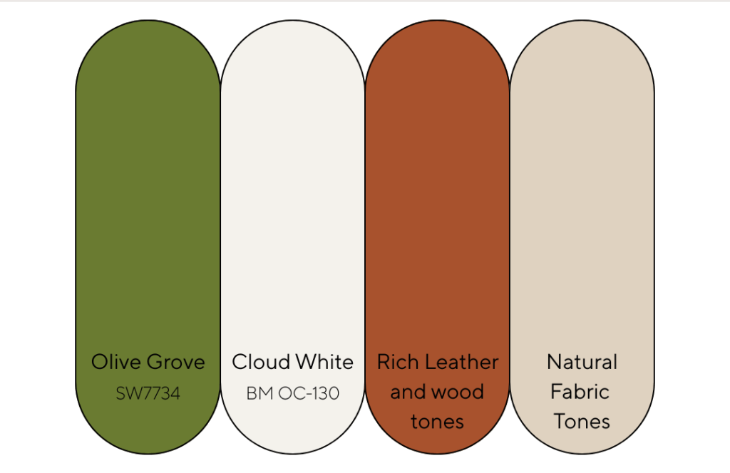 olive green living room palette