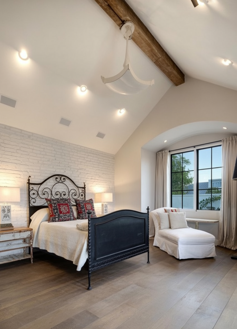 Neutral and Black Bedroom