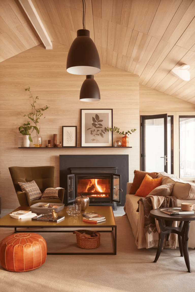 rustic color palette in a warm living space
