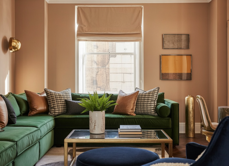 Living Room Green Couch Color Scheme